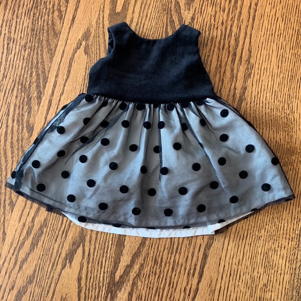 Newborn Black velvet polka dot Dress